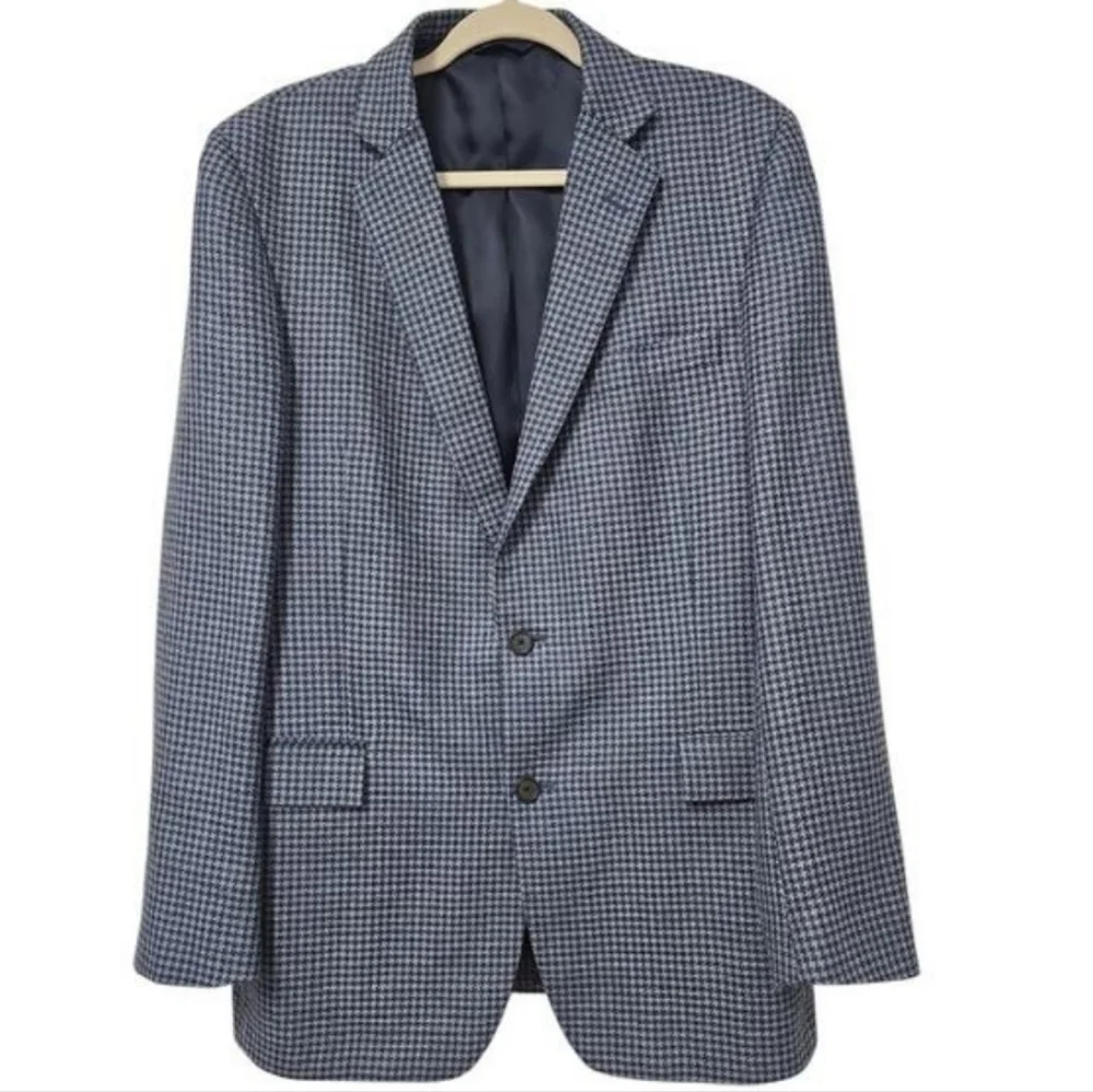 Brooks Brothers Men's Wool Regent Houndstooth Checked Blue Sports Coat Size 42L